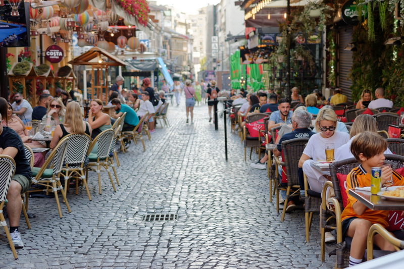 Lots of people on a terrace